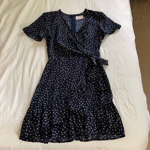 Showpo Navy Polka Dot Dress